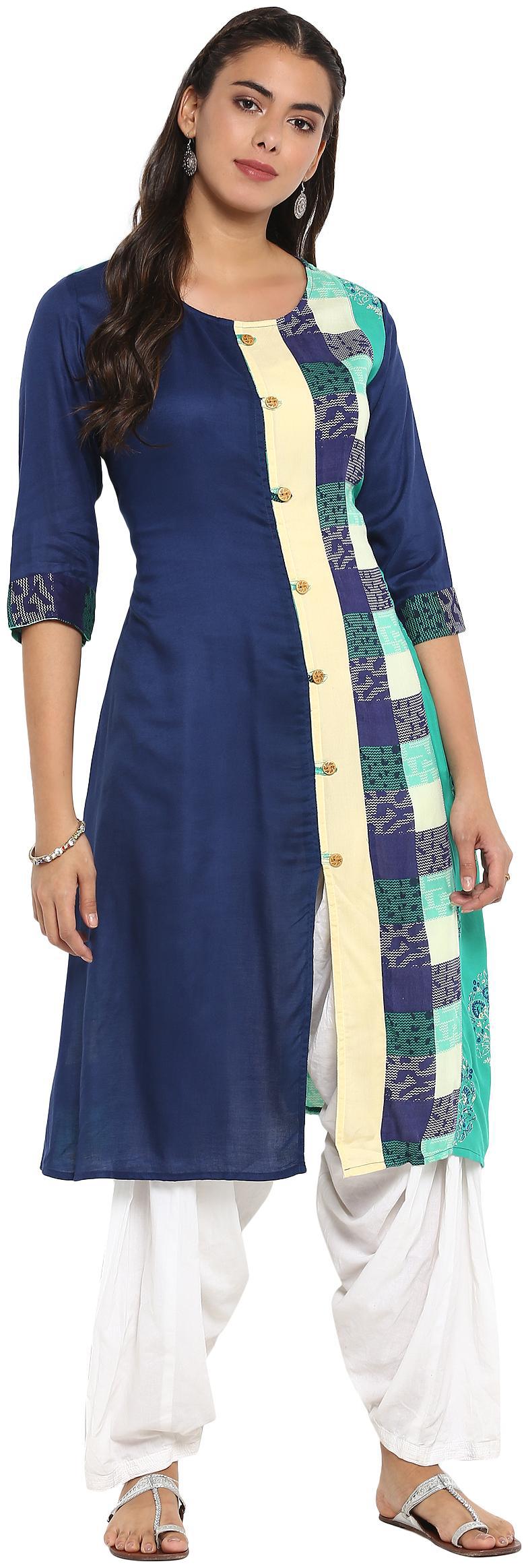 

Mytri Women S Multi Viscose Solid Print A-Line Kurta