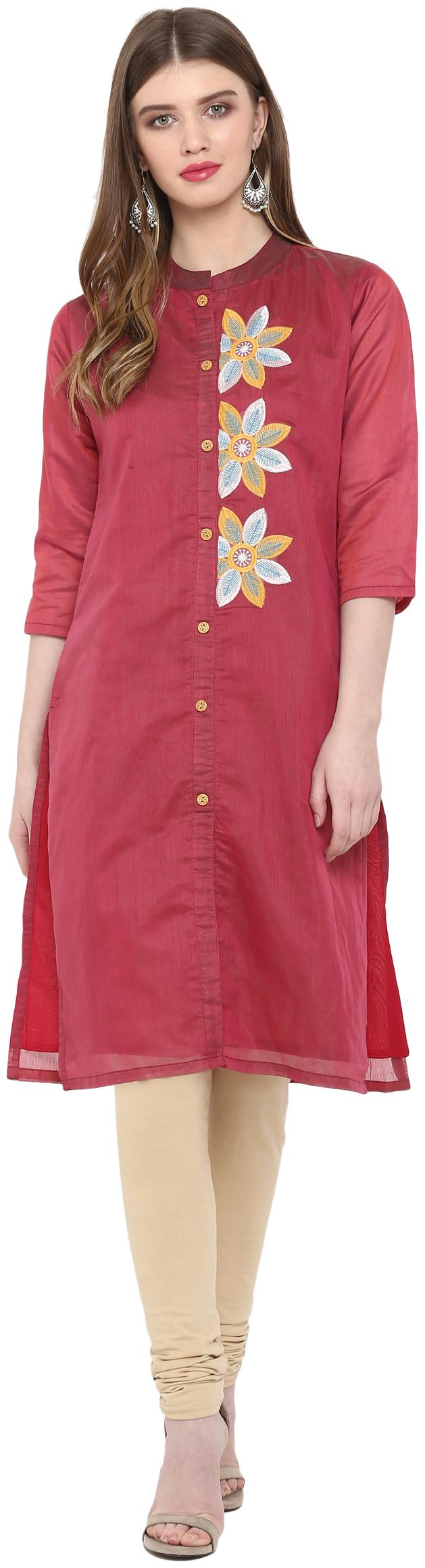 

MYTRI Women Pink Embroidered Straight Kurta