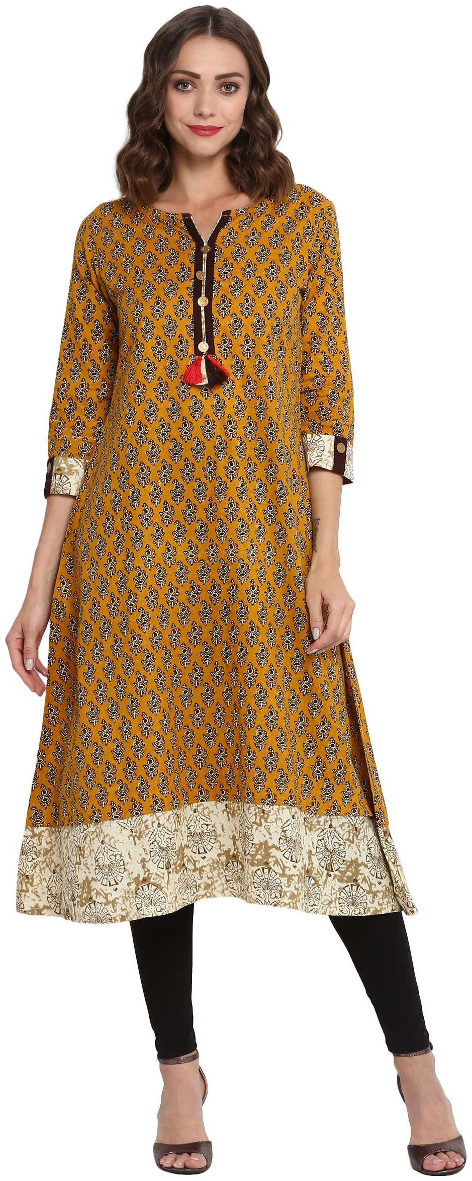 

MYTRI Women Brown Printed Anarkali Kurta