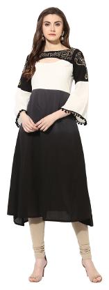 

Mytri Women s Grey White Cambric Tie Dye printed A-Line Kurta