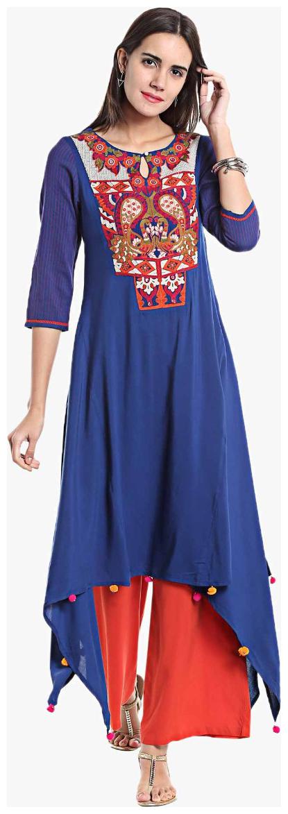 

NAARI Women Embroidered Regular tunic - Blue