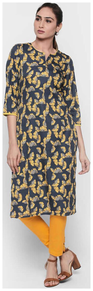 

NAARI 3 4 Sleeve Blue American Crepe Printed Kurti For Women s