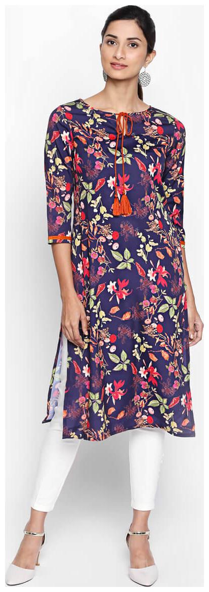 

NAARI 3 4 Sleeve Purple American Crepe Printed Kurti For Women s
