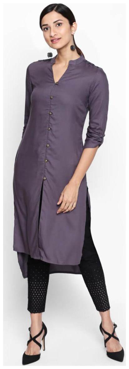 

NAARI 3 4 Sleeve Beige Rayon Solid Kurti For Women s