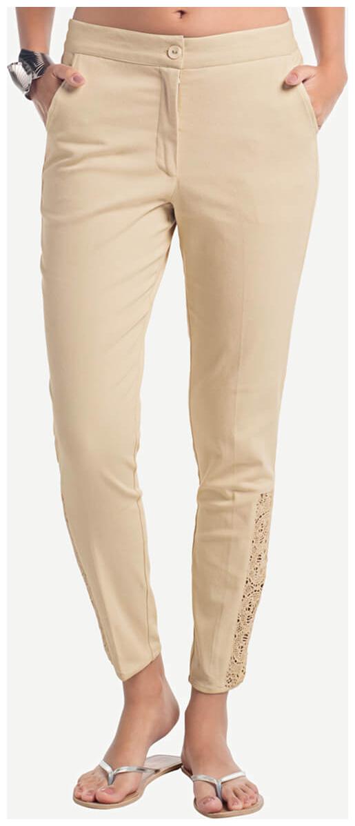 

NAARI Women Beige Slim fit Cigarette pants