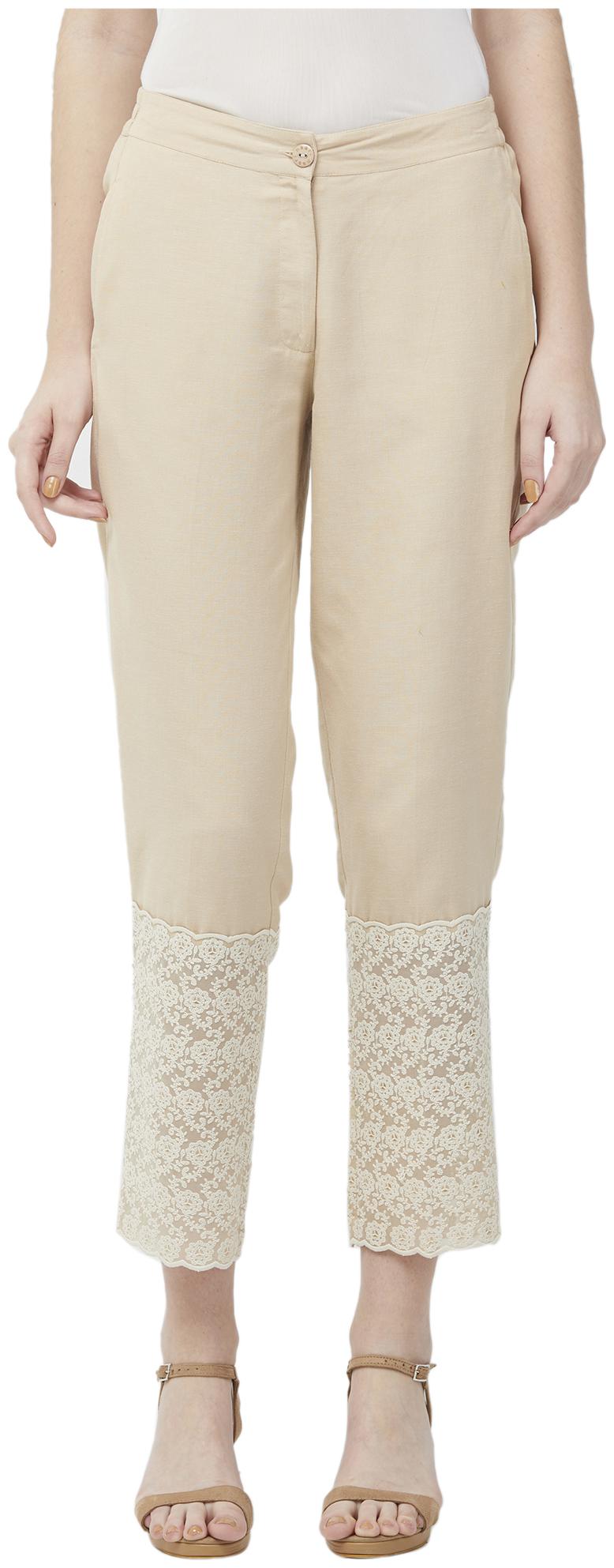

NAARI Women Beige Slim fit Cigarette pants