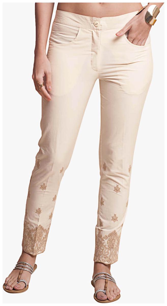

NAARI Women Beige Slim fit Cigarette pants
