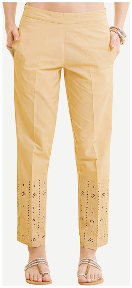 

NAARI Women Beige Slim fit Cigarette pants