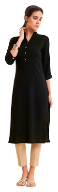 

NAARI Women Black Solid Straight Kurti