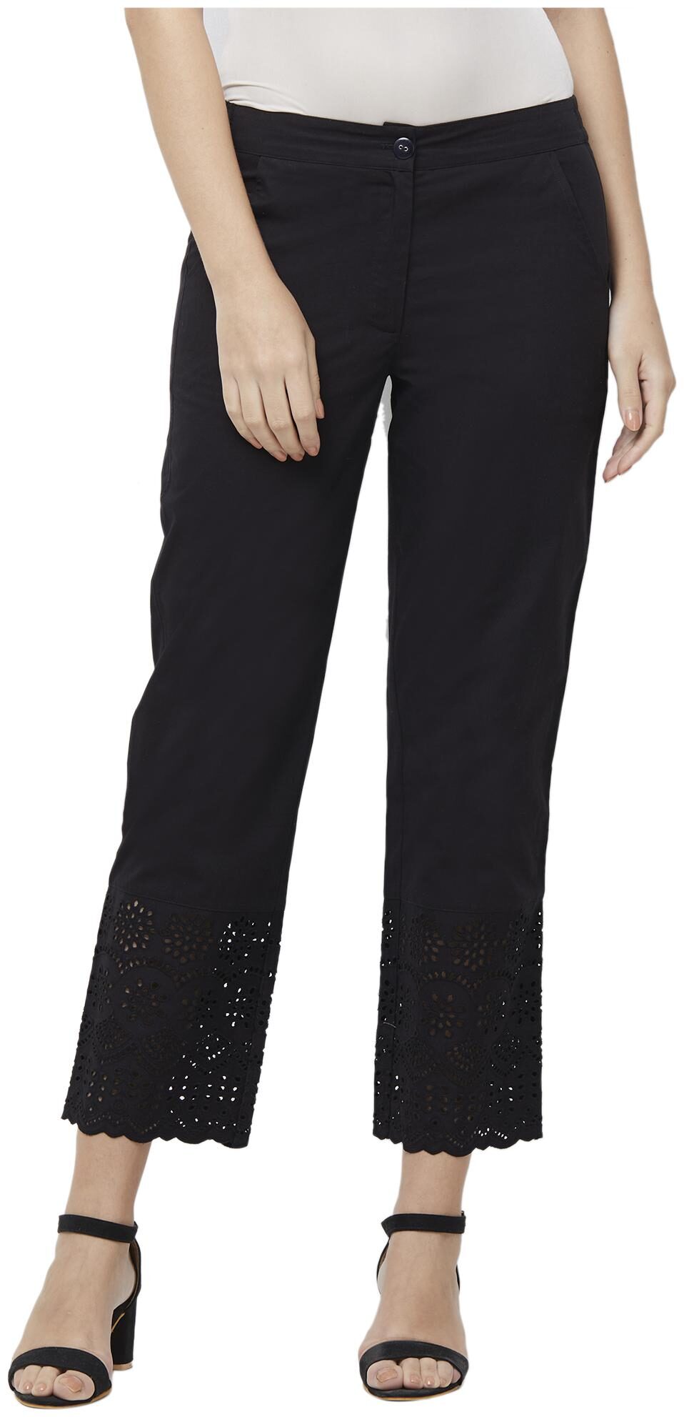 

NAARI Women Black Slim fit Cigarette pants