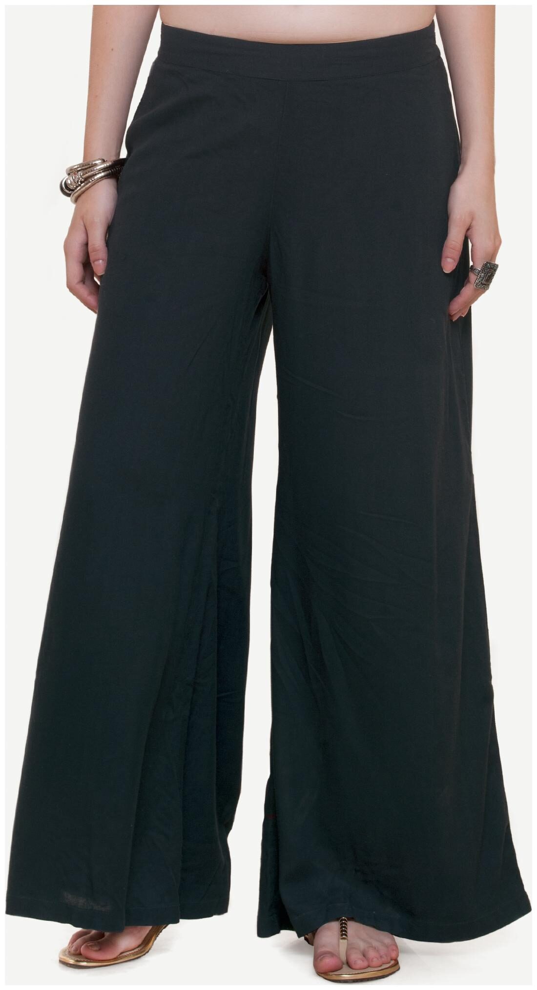 

NAARI Black Rayon Solid Palazzo For Women s