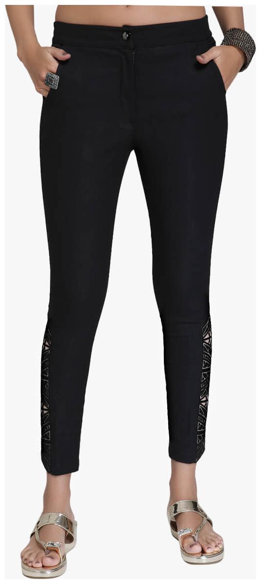

NAARI Women Black Slim fit Cigarette pants