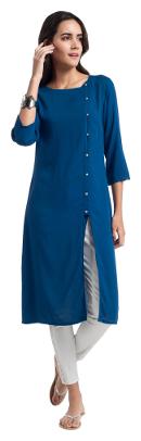 

NAARI Women Blue Solid Straight Kurta