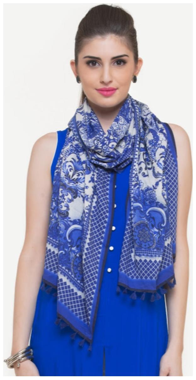 

NAARI Blue Rayon Printed Stole For Women s - (2 Meters)