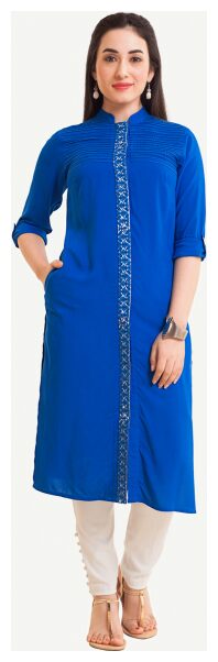 

NAARI Women Blue Embroidered Straight Kurti