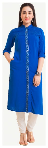 

NAARI Women Blue Embroidered Straight Kurti