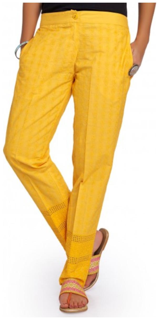 

NAARI Women Yellow Slim fit Cigarette pants