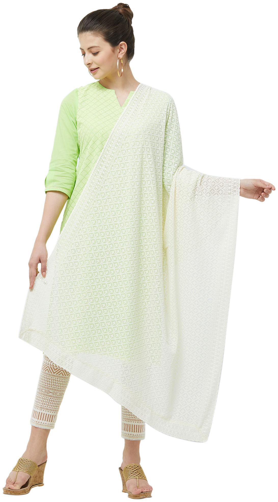 

NAARI Chiffon Printed Dupatta Beige color