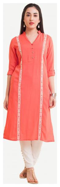 

NAARI Women Pink Embroidered Straight Kurti