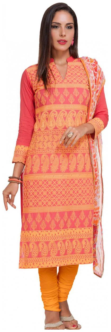

NAARI Coral Georgette Embroidered Cap Sleeve Kurta and Churidar Unstitched Set For Women s
