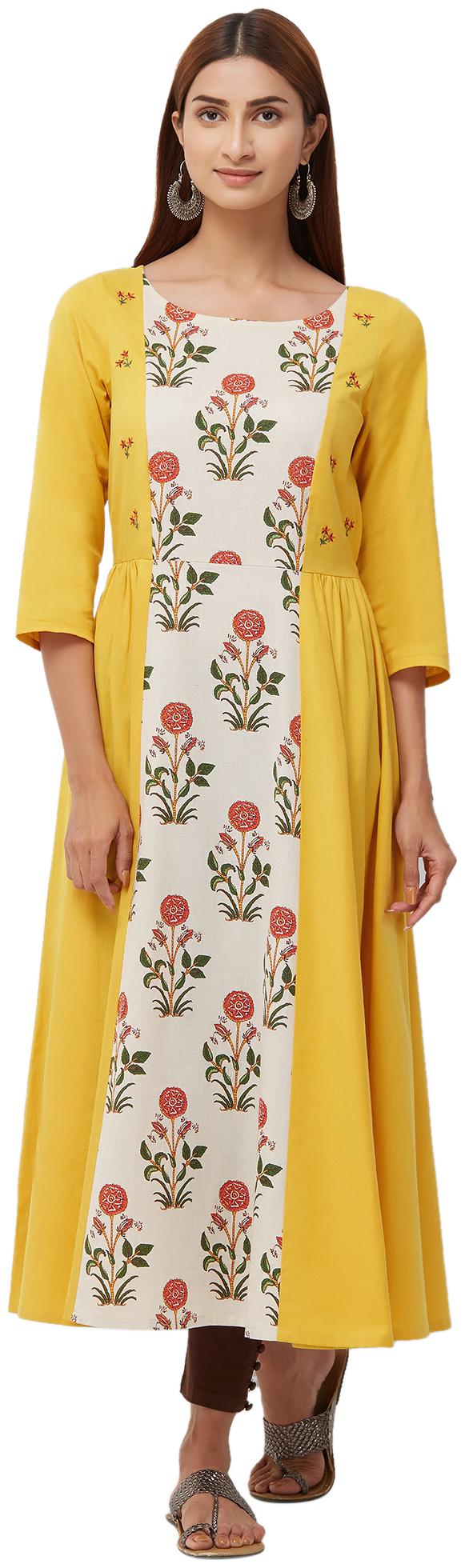 

NAARI Cotton Yellow Kurti