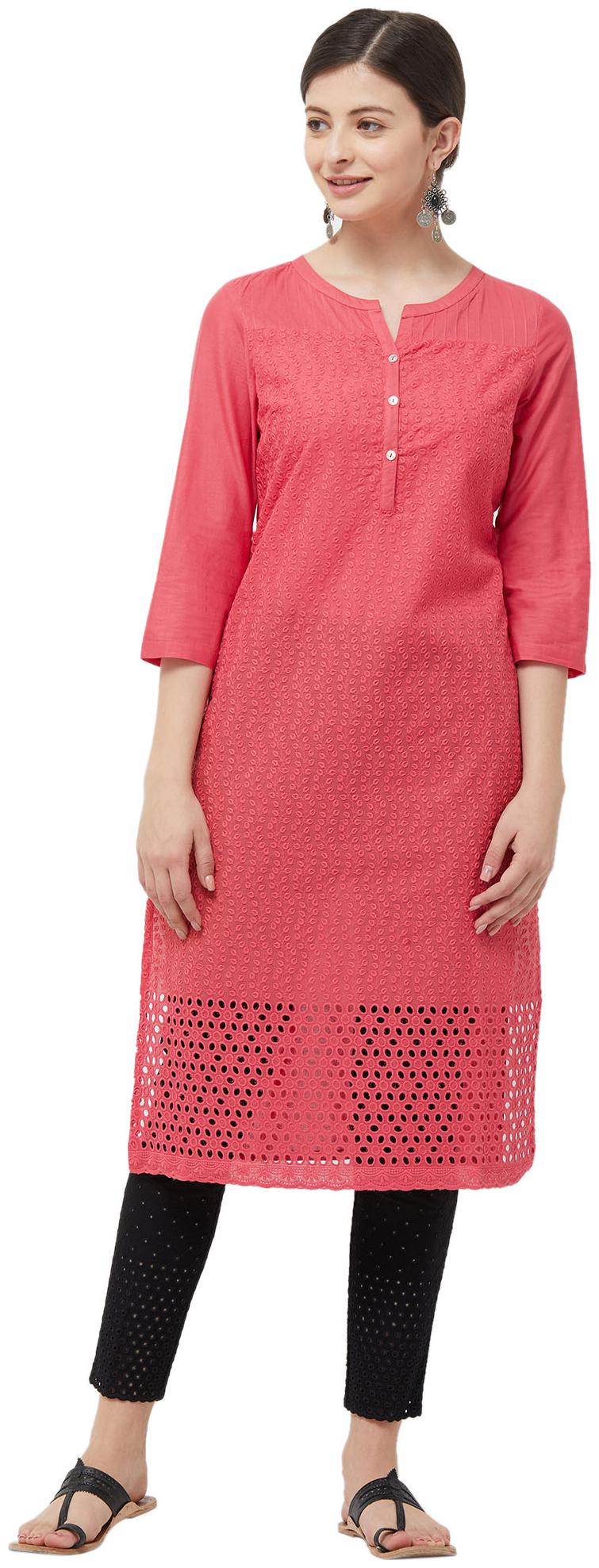 

NAARI Cotton Embroidered Women Kurti Pink color