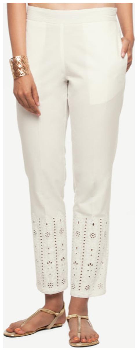 

NAARI Women White Slim fit Cigarette pants