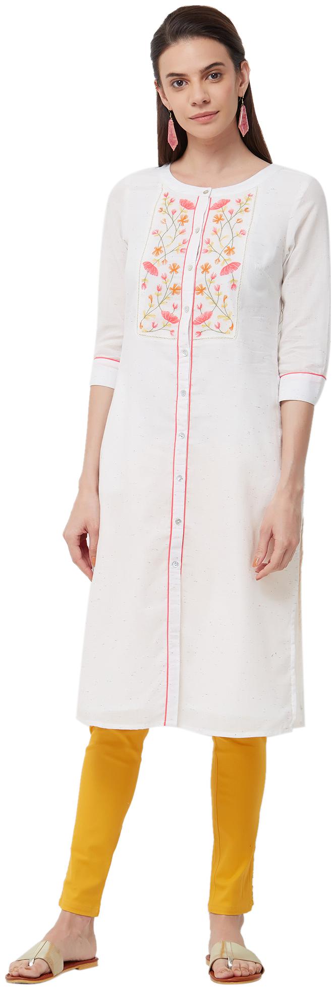 

NAARI Cotton White Kurti