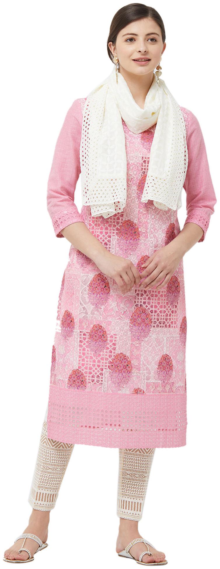 

NAARI Cotton Printed Stole Beige color