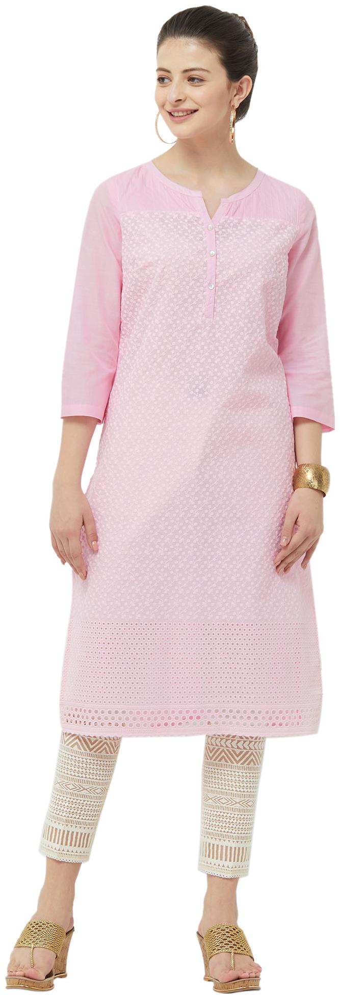 

NAARI Cotton Embroidered Women Kurti Pink color