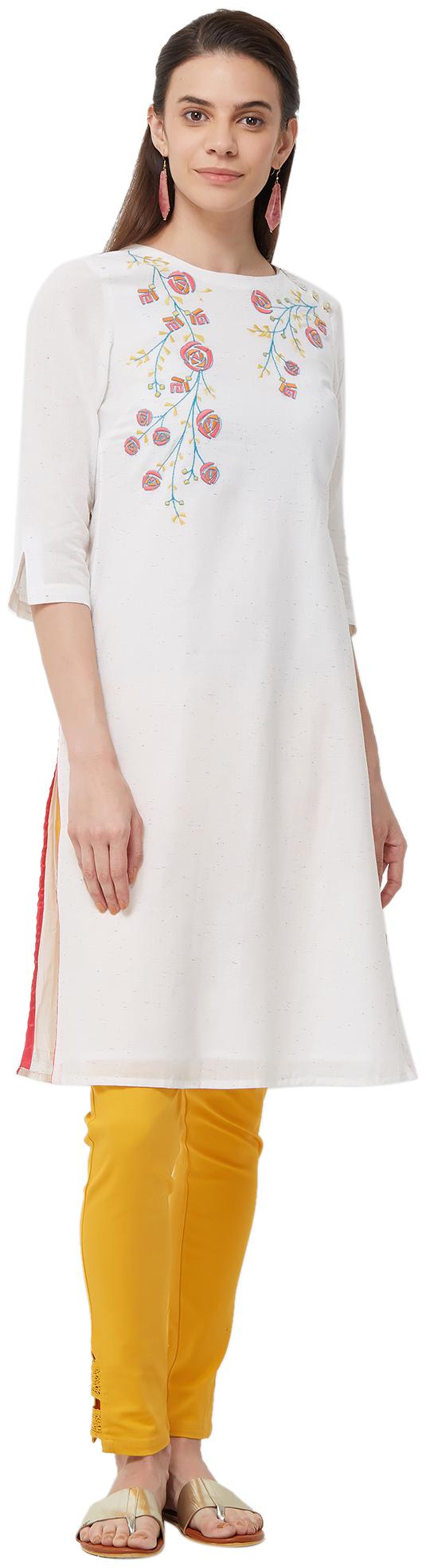 

NAARI Cotton White Kurti