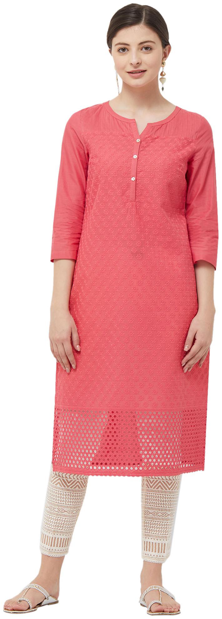 

NAARI Cotton Embroidered Women Kurti Pink color