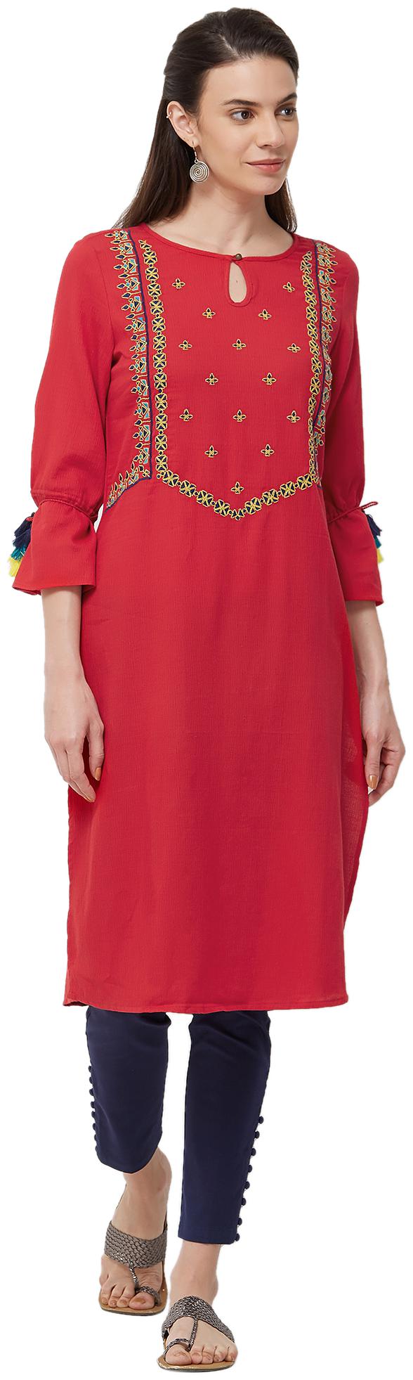 

NAARI Cotton Red Kurti