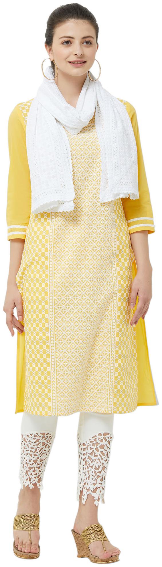 

NAARI Cotton Printed Stole White color
