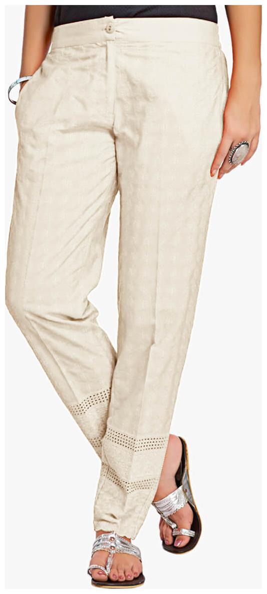 

NAARI Women Cream Slim fit Cigarette pants