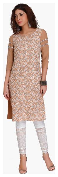 

NAARI Women Beige Embroidered Straight Kurti