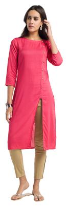

NAARI Women Pink Solid Straight Kurta
