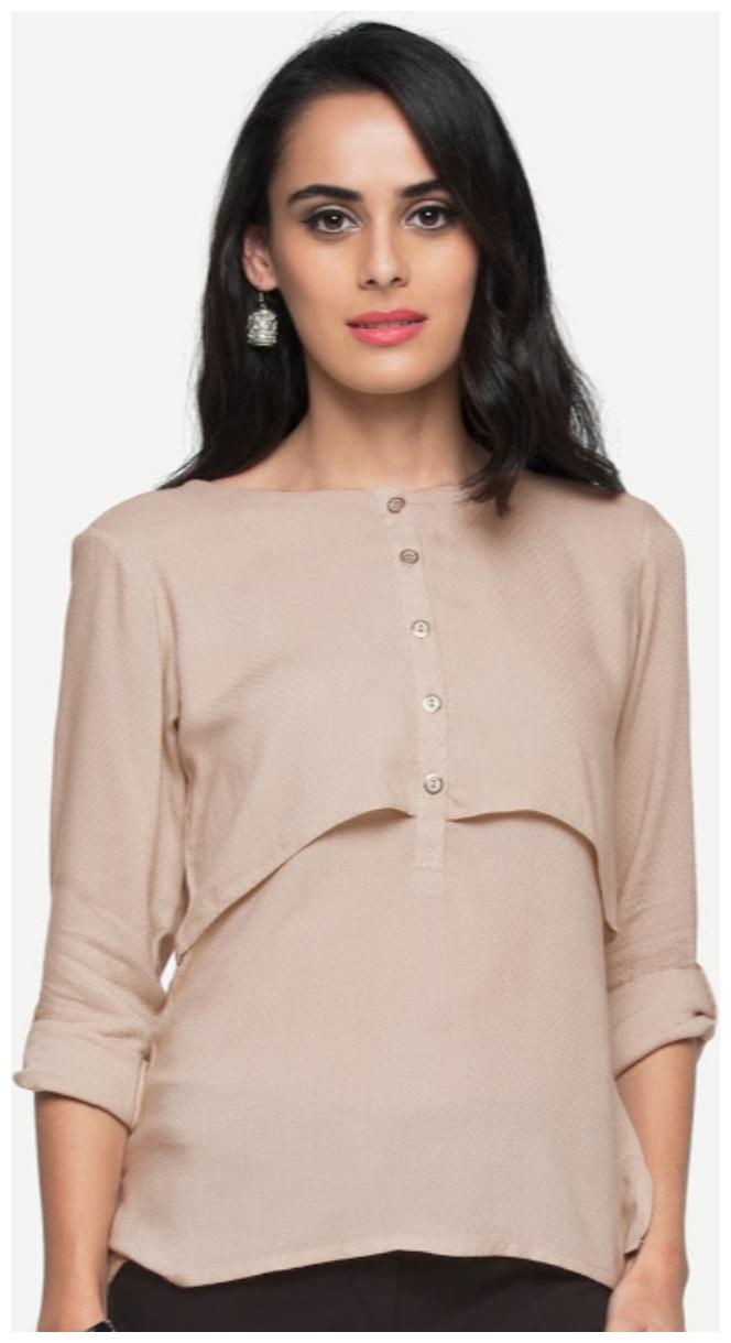 

NAARI Women Solid Regular top - Beige