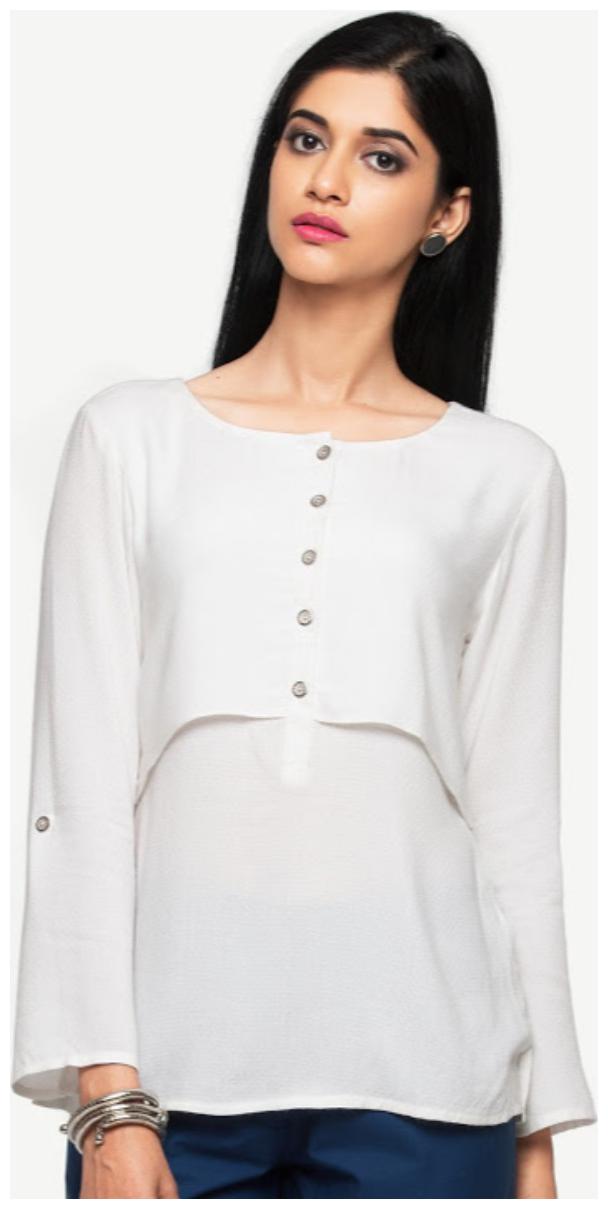 

NAARI Women Solid Regular top - White