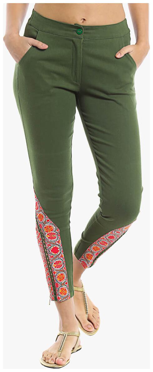 

NAARI Women Green Slim fit Cigarette pants