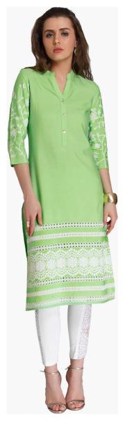 

NAARI Women Green Embroidered Straight Kurti