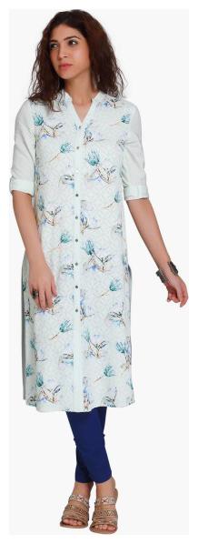 

NAARI Women Green Embroidered Straight Kurti