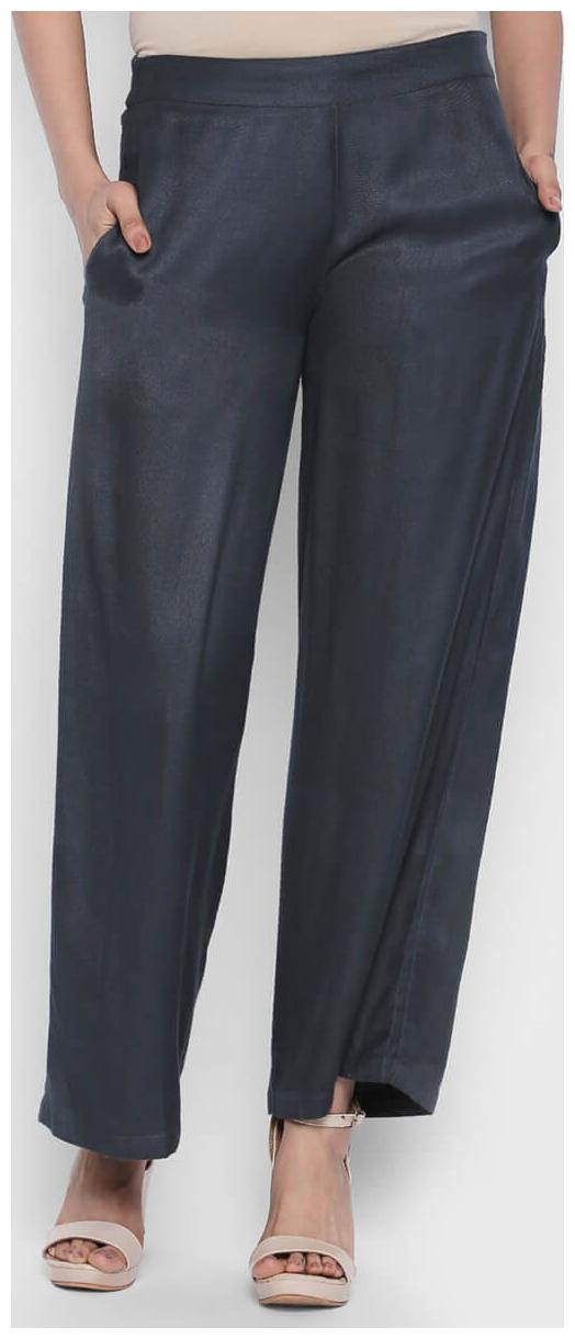 

NAARI Grey Cambric Fabric Relaxed Fit Palazzo For Women s