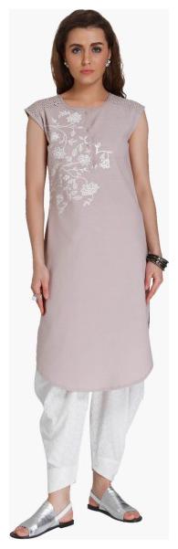

NAARI Women Grey Embroidered Straight Kurti