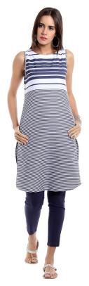 

NAARI Women Blue Striped Straight Kurta