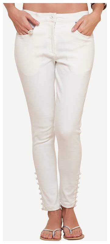 

NAARI Women White Slim fit Cigarette pants