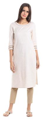 

NAARI Women Beige Solid Straight Kurta