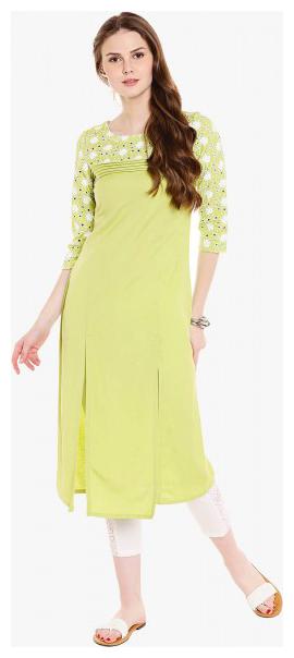 

NAARI Women Green Embroidered Straight Kurta