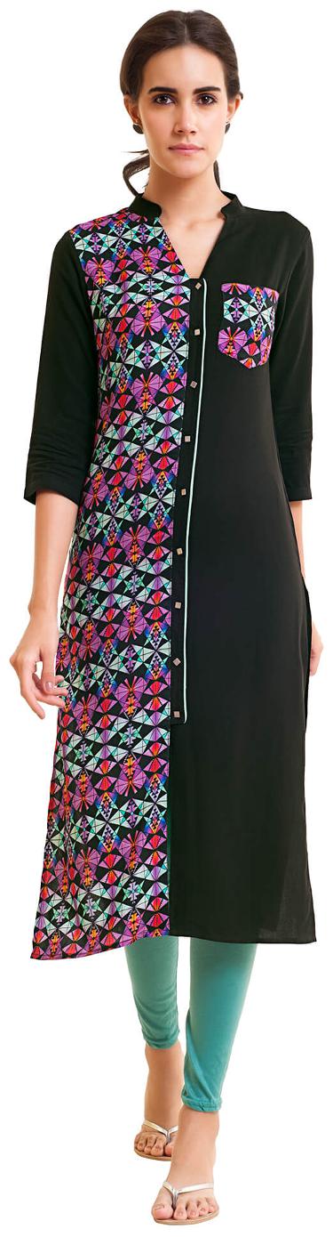 

NAARI Women Blue Embroidered Straight Kurta