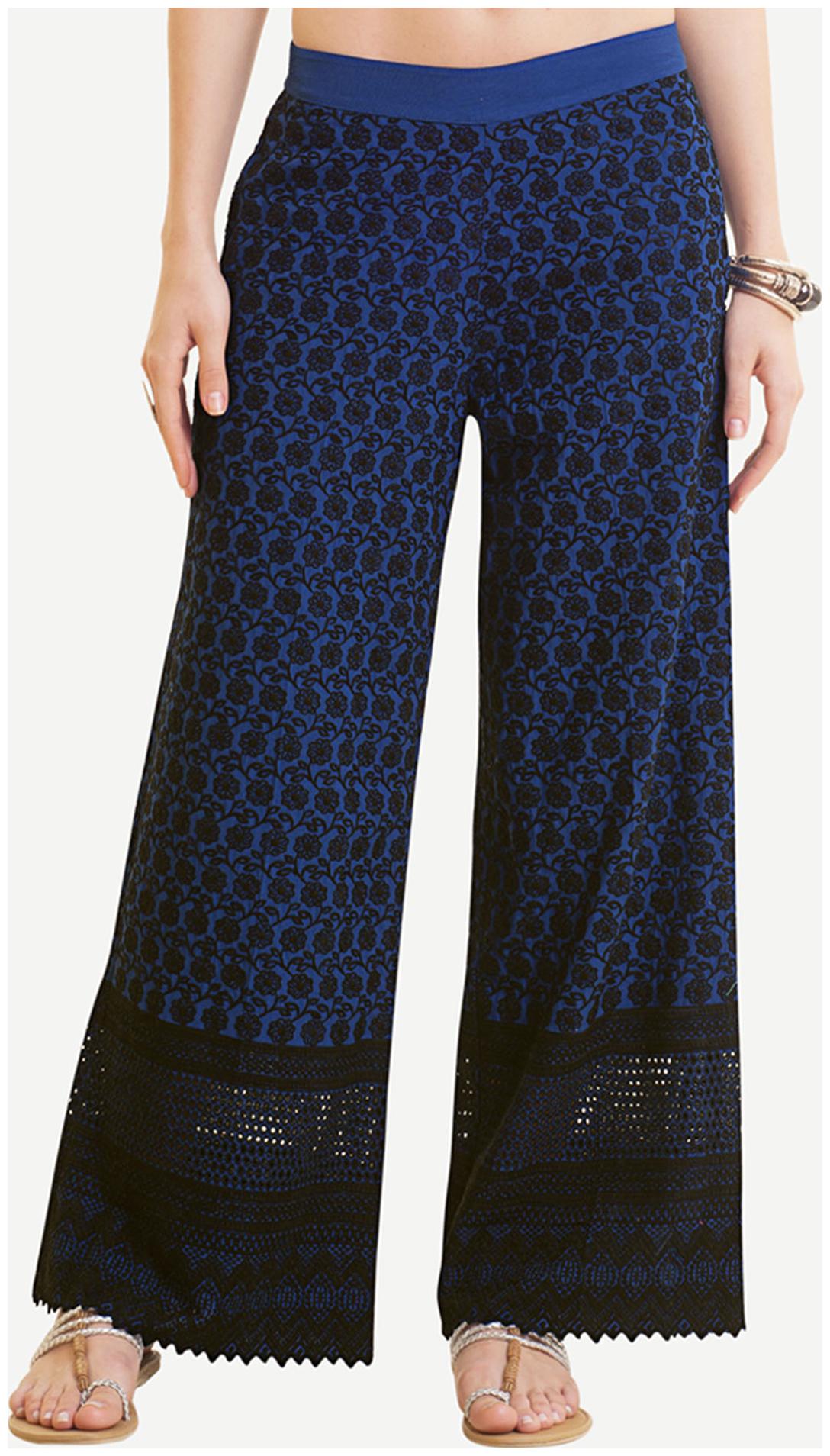 

NAARI Navy Blue Rayon Embroidered Palazzo For Women s